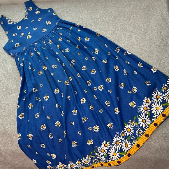 Prairie Cottage Floral Midi Pinafore Dress Small Daisy Fairy Whimsical Country - Picture 13 of 13